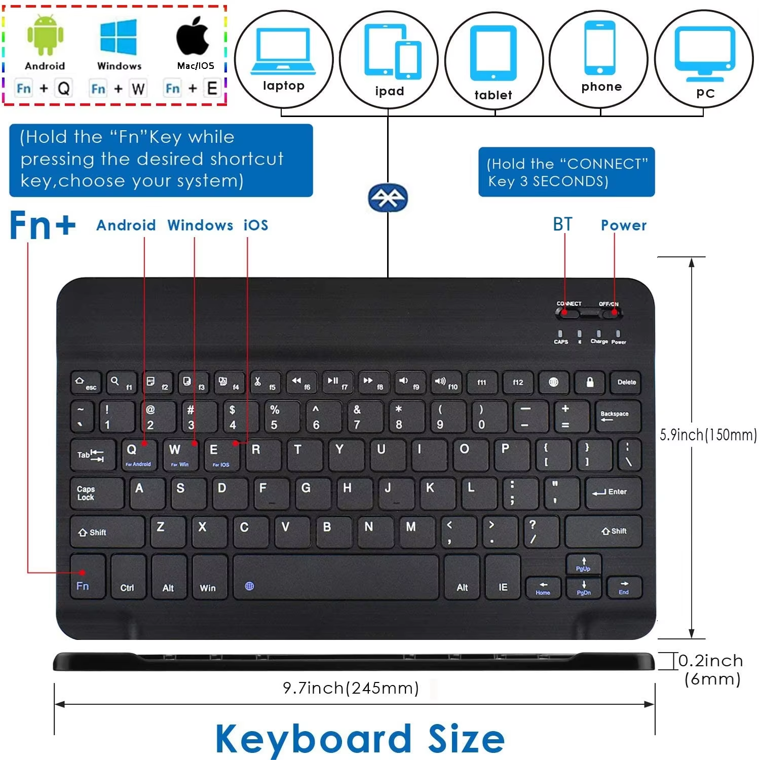 Used Ultra-Slim Bluetooth Keyboard and Mouse Set - Image 2